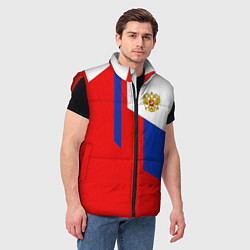 Мужской жилет Russia: Geometry Tricolor, цвет: 3D-красный — фото 2