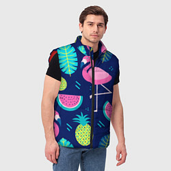 Мужской жилет Фруктовый фламинго, цвет: 3D-красный — фото 2