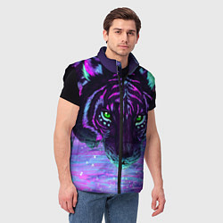 Мужской жилет Неоновый тигр, цвет: 3D-черный — фото 2