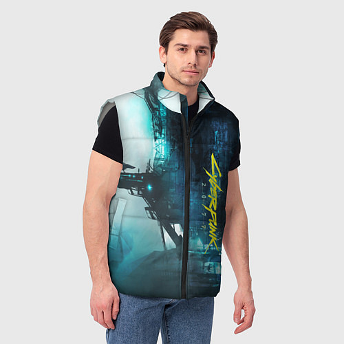 Мужской жилет Cyberpunk 2077: Techno / 3D-Светло-серый – фото 3