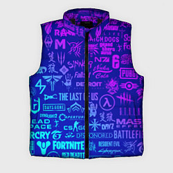 Мужской жилет Неоновые геймерские лого, цвет: 3D-черный