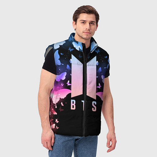 Мужской жилет BTS: Black Butterflies / 3D-Светло-серый – фото 3