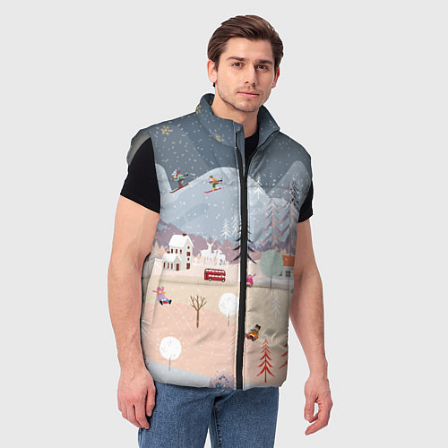 Мужской жилет Новогодние каникулы / 3D-Светло-серый – фото 3