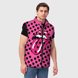 Мужской жилет Rolling stones pink logo, цвет: 3D-черный — фото 2