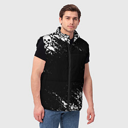 Мужской жилет БЕЛЫЕ ЧЕРЕПА, цвет: 3D-черный — фото 2