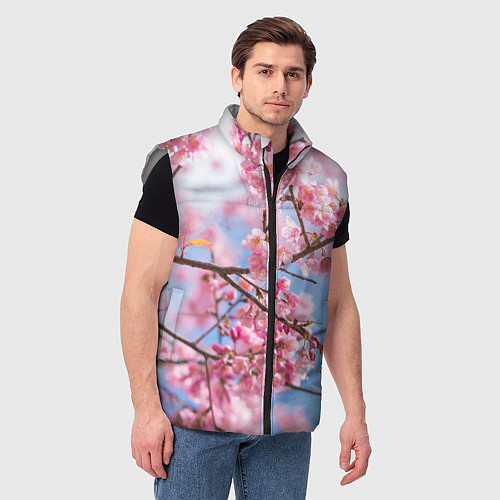 Мужской жилет Ветки Сакуры / 3D-Светло-серый – фото 3