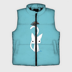 Мужской жилет Белый котик и воробушек
