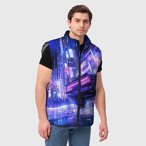 Мужской жилет Cyberpunk city / 3D-Светло-серый – фото 3