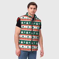Мужской жилет Новогодний орнамент, цвет: 3D-красный — фото 2