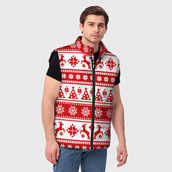Мужской жилет Новый Год Олени и снежинки, цвет: 3D-черный — фото 2