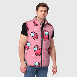 Мужской жилет Among Us - Розовый цвет, цвет: 3D-черный — фото 2
