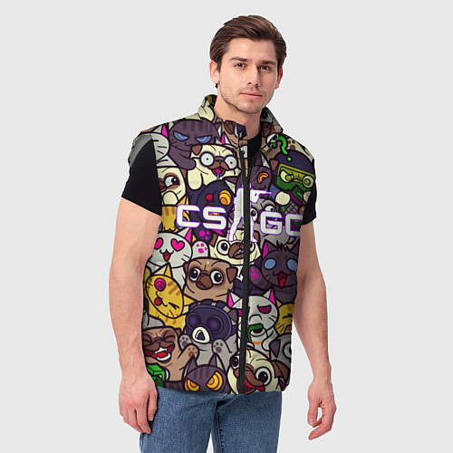 Мужской жилет CS:GO - Paw Paw Лапки / 3D-Светло-серый – фото 3