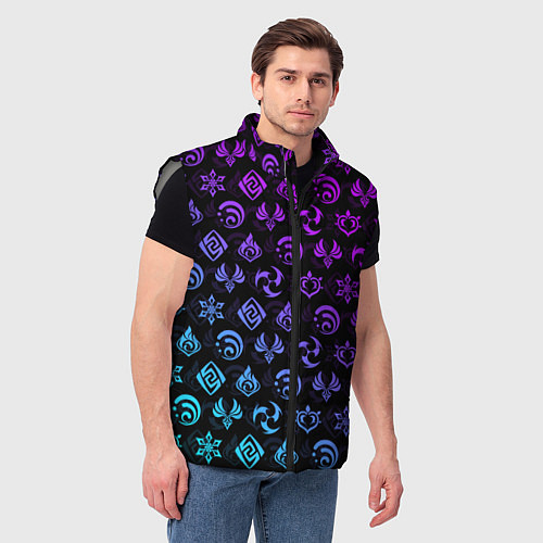 Мужской жилет GENSHIN IMPACT NEON / 3D-Светло-серый – фото 3