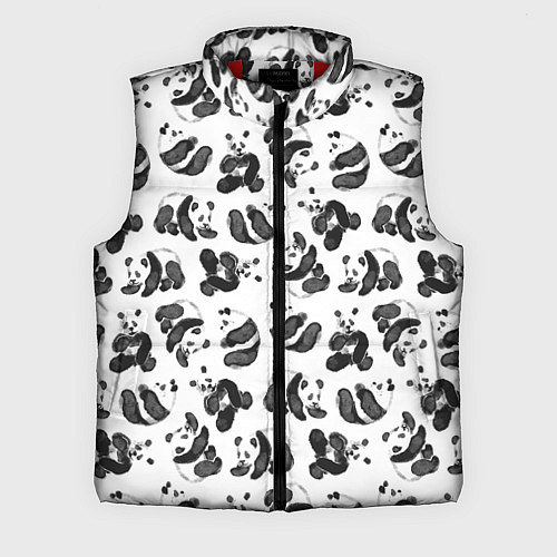 Мужской жилет Акварельные панды паттерн / 3D-Красный – фото 1