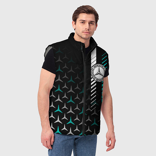 Мужской жилет МЕРСЕДЕС AQUA BLACK GRADIENT / 3D-Светло-серый – фото 3