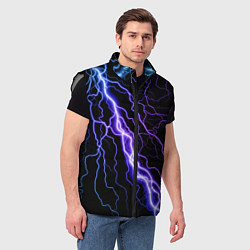 Мужской жилет НЕОНОВАЯ МОЛНИЯ ГРОЗА, цвет: 3D-светло-серый — фото 2