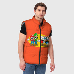 Мужской жилет CupHead x Mario, цвет: 3D-светло-серый — фото 2