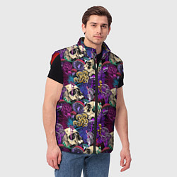 Мужской жилет Психоделика - черепа и грибы, цвет: 3D-красный — фото 2