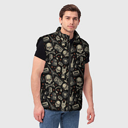Мужской жилет Scull pattern rock, цвет: 3D-черный — фото 2