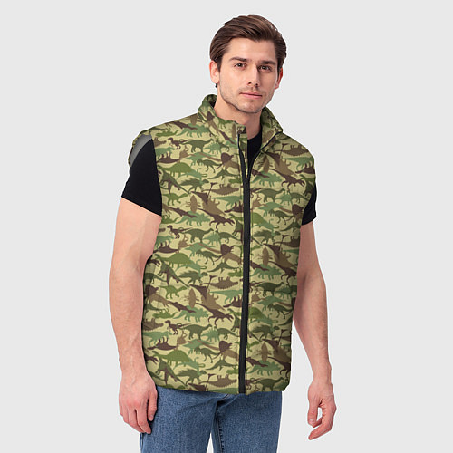 Мужской жилет Динозавры камуфляж / 3D-Светло-серый – фото 3