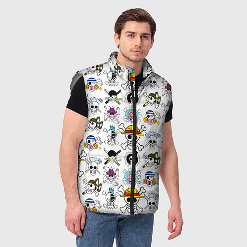 Мужской жилет Веселые Роджеры пиратов Соломенной Шляпы / 3D-Светло-серый – фото 3