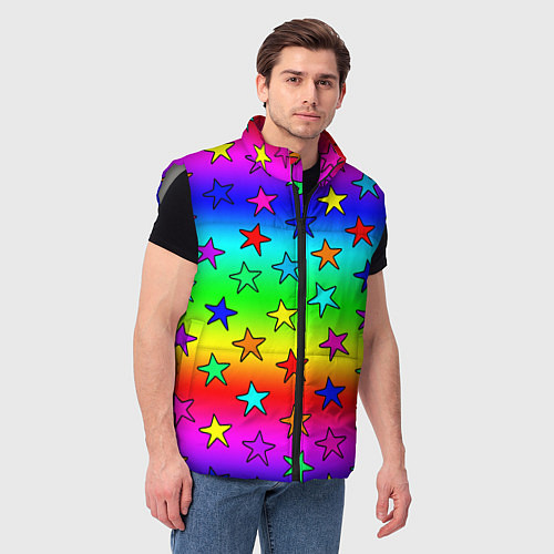 Мужской жилет Радужные звезды / 3D-Светло-серый – фото 3