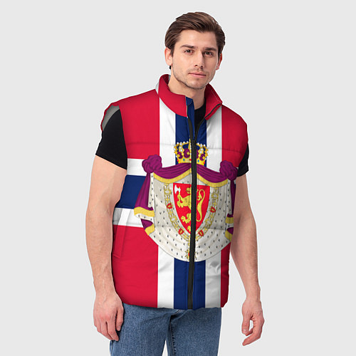 Мужской жилет Норвегия Флаг и герб Норвегии / 3D-Светло-серый – фото 3