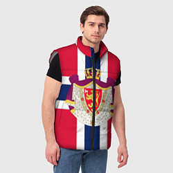 Мужской жилет Норвегия Флаг и герб Норвегии, цвет: 3D-светло-серый — фото 2