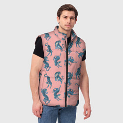 Мужской жилет Много синих тигров Символ года, цвет: 3D-черный — фото 2