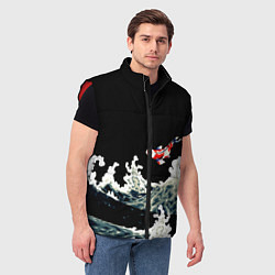 Мужской жилет Карп Кои Волна Япония Рыба, цвет: 3D-красный — фото 2