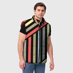 Мужской жилет Абстрактный полосатый узор, цвет: 3D-красный — фото 2