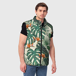 Мужской жилет Тропический паттерн, цвет: 3D-черный — фото 2
