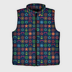 Мужской жилет Морской разноцветный узор, цвет: 3D-черный