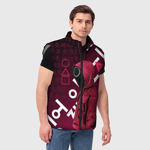 Мужской жилет ИГРА В КАЛЬМА, УЗОР ИЕРОГЛИФЫ / 3D-Светло-серый – фото 3