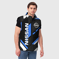 Мужской жилет НИССАН ЛОГО СИНИЯ ГЕОМЕТРИЯ CYBER, цвет: 3D-черный — фото 2