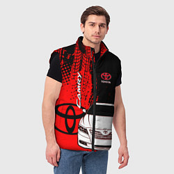 Мужской жилет Camry Toyota glitch, цвет: 3D-черный — фото 2