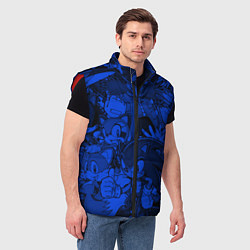 Мужской жилет SONIC BLUE PATTERN СИНИЙ ЁЖ, цвет: 3D-красный — фото 2