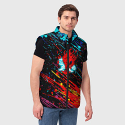 Мужской жилет Cyberpunk 2077 Цветные брызги, цвет: 3D-черный — фото 2
