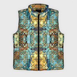 Мужской жилет Коллекция Фрактальная мозаика Желто-голубой, цвет: 3D-светло-серый