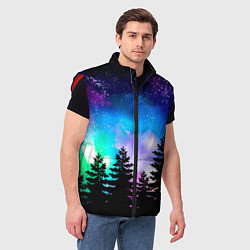 Мужской жилет Космический лес, елки и звезды, цвет: 3D-красный — фото 2