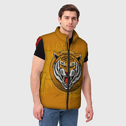 Мужской жилет Голова свирепого тигра, цвет: 3D-красный — фото 2