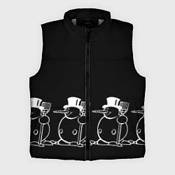 Мужской жилет Снеговик на черном фоне, цвет: 3D-светло-серый