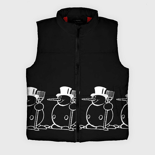 Мужской жилет Снеговик на черном фоне / 3D-Красный – фото 1