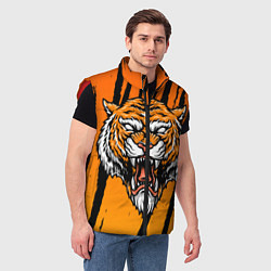 Мужской жилет Разгневанный тигр голова, цвет: 3D-красный — фото 2