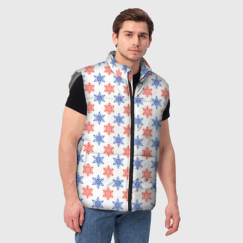 Мужской жилет Снежинки паттернsnowflakes pattern / 3D-Светло-серый – фото 3