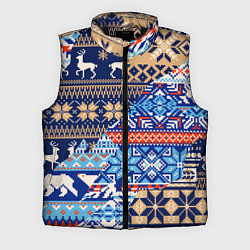 Мужской жилет НОВОГОДНИЙ УЗОР ОЛЕНИ И МЕДВЕДИ НОВЫЙ ГОД 2022, цвет: 3D-черный