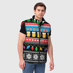 Мужской жилет Новогодний пивной узор, цвет: 3D-красный — фото 2