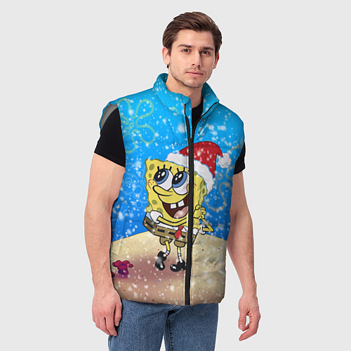 Мужской жилет НОВОГОДНИЙ ГУБКА БОБ КВАДРАТНЫЕ ШТАНЫ / 3D-Светло-серый – фото 3