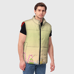 Мужской жилет Рождество и Новый год: пряники карамель, цвет: 3D-красный — фото 2