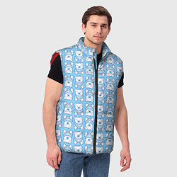 Мужской жилет Новогодний медвежонок голубой, цвет: 3D-красный — фото 2